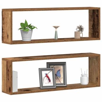 Wandregale 2er Set Altes Holz 80x15x26 cm Holzwerkstoff