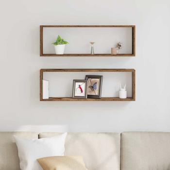 Wandregale 2er Set Altes Holz 80x15x26 cm Holzwerkstoff