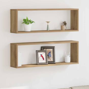 ARDEBO.de - Wandregale 2er Set Artisan Eiche 80x15x26 cm Holzwerkstoff