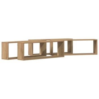 4er Set Wandregale Artisan Eiche 80x15x26 cm Holzwerkstoff