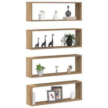 4er Set Wandregale Artisan Eiche 80x15x26 cm Holzwerkstoff