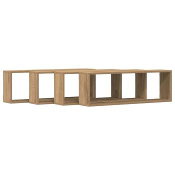 4er Set Wandregale Artisan Eiche 80x15x26 cm Holzwerkstoff