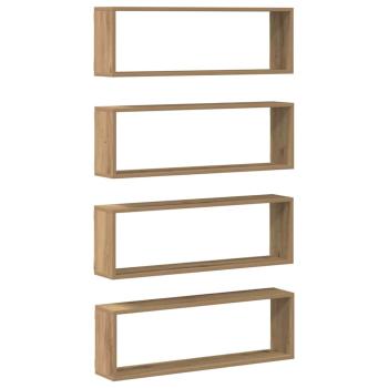 4er Set Wandregale Artisan Eiche 80x15x26 cm Holzwerkstoff