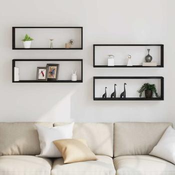 Wandregale 4er Set Schwarz Eiche 80x15x26 cm Holzwerkstoff