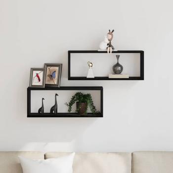 Wandregale 2er Set Schwarz Eiche 60x15x23 cm Aus Spanplatte