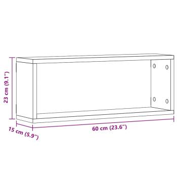 Wandregale Set von 4 - Schwarze Eiche - 60x15x23 cm - Aus Spanplatte hergestellt
