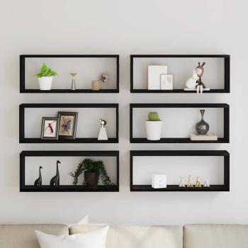 Wandregale 6 Stück Schwarz Eiche 60x15x23 cm Holzwerkstoff