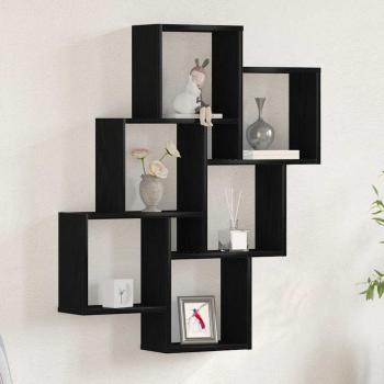 ARDEBO.de - Wandregal Schwarz Eiche 78x15x92 cm Holzwerkstoff