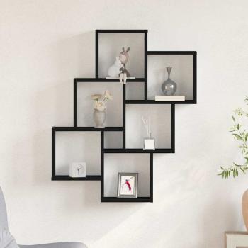 Wandregal Schwarz Eiche 78x15x92 cm Holzwerkstoff