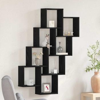ARDEBO.de - Wandregal aus schwarzem Eichenholz 90x15x119,5 cm