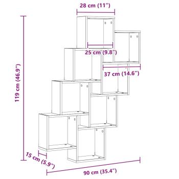 Wandregal Wandhalterung Schwarz Eichen-Optik 90 x 15 x 119,5 cm