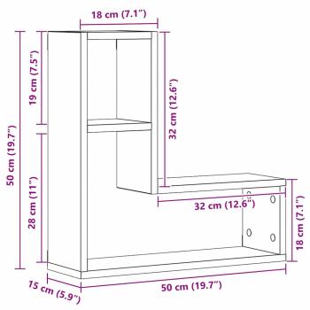 Wandregale 2er Set Schwarz Eiche 50x15x85 cm
