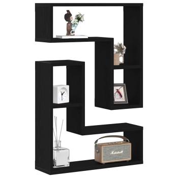 Wandregale 2er Set Schwarz Eiche 50x15x85 cm