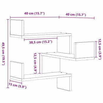 Wandregal Wandhalterung Schwarz Eichen-Optik 40 x 40 x 49,5 cm