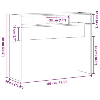 Konsolentisch Schwarz Eiche 105x30x80 cm