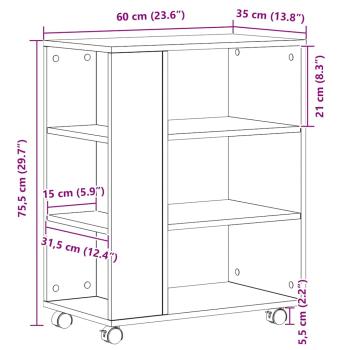 Rollschrank Schwarz Eiche 60x35x75 cm Material