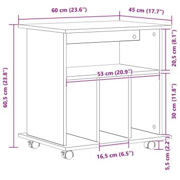 Rollschrank Schwarz Eiche 60x45x55 cm Holzwerkstoff