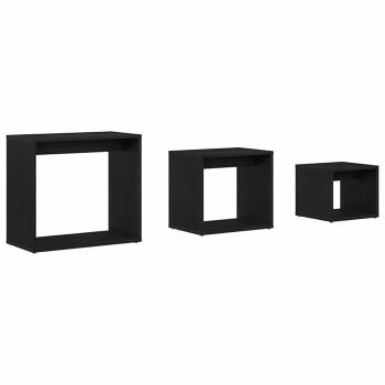 Beistelltische 3er Set Schwarz Eichenholz