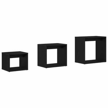 Beistelltische 3er Set Schwarz Eichenholz