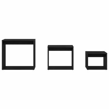 Beistelltische 3er Set Schwarz Eichenholz