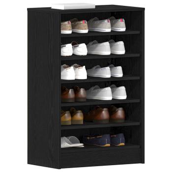 Schuhschrank in Schwarz mit Eiche 60x35x92 cm aus Holzwerkstoff