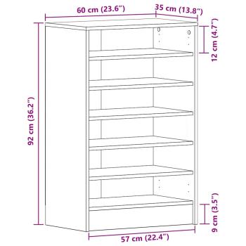Schuhschrank in Schwarz mit Eiche 60x35x92 cm aus Holzwerkstoff
