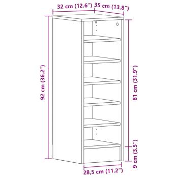 Schuhschrank Schwarz Eiche 31,5x35x90 cm Holzwerkstoff