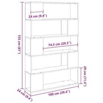 Bücherregal Schwarz Eiche 100x24x155 cm Holzwerkstoff