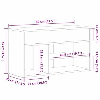 Flurbank Schwarz Eiche 60x30x45 cm ? Hochwertiger Holzwerkstoff