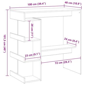Schwarzer Eichen-Bartisch mit Stauraum, 100x50x101,5 cm