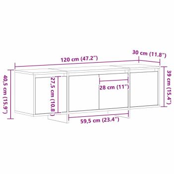 TV-Schrank Schwarz Eiche 120x30x40,5 cm Holzwerkstoff