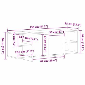 TV Stand - Schwarz Eiche - 120x30x40.5 cm - Aus Spanplatten