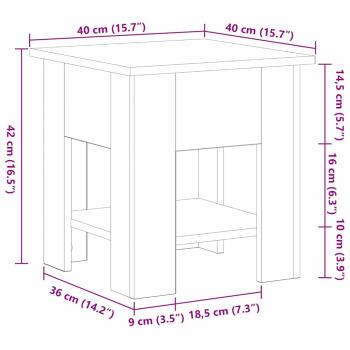 Couchtisch Schwarzes Eichenholz 40x40x42 cm Holzwerkstoff