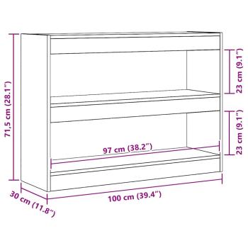 Bücherregal/Raumteiler - Artisan Eiche - 100x30x72 cm - Hergestellt aus Holzwerkstoff