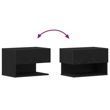 Wandmontierte Nachttische (Set von 2) - Schwarzes Eichenholz