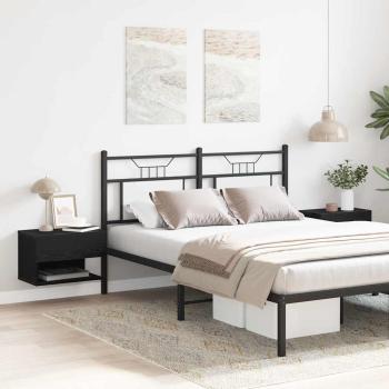 Wandmontierte Nachttische (Set von 2) - Schwarzes Eichenholz