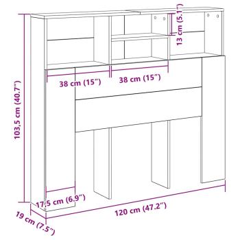 Kopfteil-Schrank Schwarzes Eichenholz 120x19x103,5 cm Werkstoff