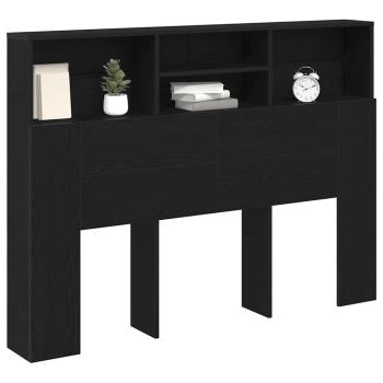 Kopfteilschrank - Schwarzer Eichenholz, 140x19x103,5 cm, Aus Holzwerkstoff hergestellt