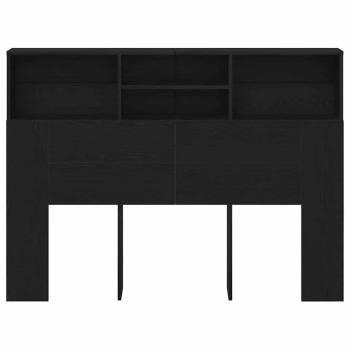 Kopfteilschrank - Schwarzer Eichenholz, 140x19x103,5 cm, Aus Holzwerkstoff hergestellt