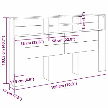 Kopfteilschrank Schwarze Eiche 180x19x103,5 cm
