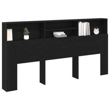 Schwarzes Eichenkopfteil Schrank, 200x19x103,5 cm, Holzwerkstoff