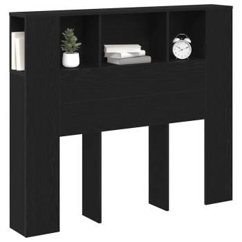 Kopfteil Schrank Schwarz Eiche 120x19x104,5 cm Holzwerkstoff