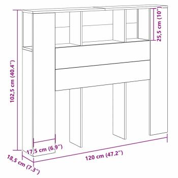 Kopfteil Schrank Schwarz Eiche 120x19x104,5 cm Holzwerkstoff