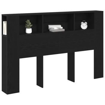 Schwarzer Eichenkopfteil Schrank - 160x19x104,5 cm aus Holzwerkstoff