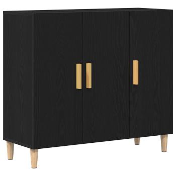 Sideboard Schwarz Eiche 90x34x80 cm Holz