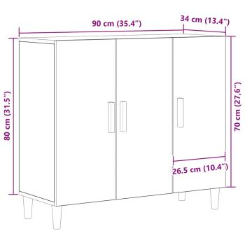 Sideboard Schwarz Eiche 90x34x80 cm Holz
