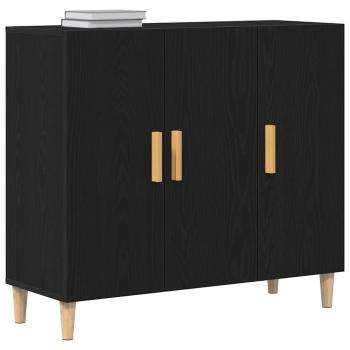 Sideboard Schwarz Eiche 90x34x80 cm Holz