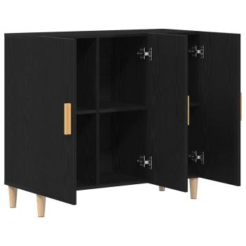 Sideboard Schwarz Eiche 90x34x80 cm Holz