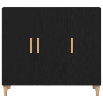 Sideboard Schwarz Eiche 90x34x80 cm Holz