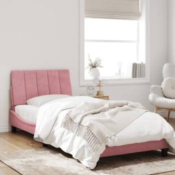 Bettgestell mit LED-Leuchten Rosa 90x200 cm Samt